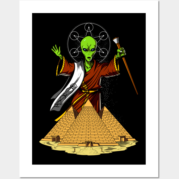 Alien Egyptian Pyramids UFO Anunnaki Conspiracy Wall Art by underheaven